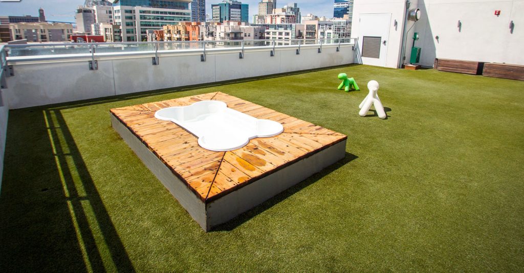 Rooftop artificial grass lawn installed by SYNLawn